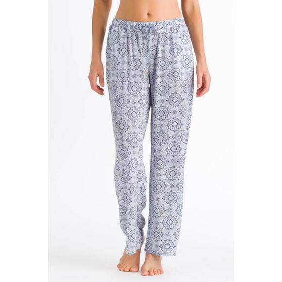 Hanro of Switzerland Pajama Pyjama Pants Blue White Lightweight Cotton Medium - Picture 1 of 6